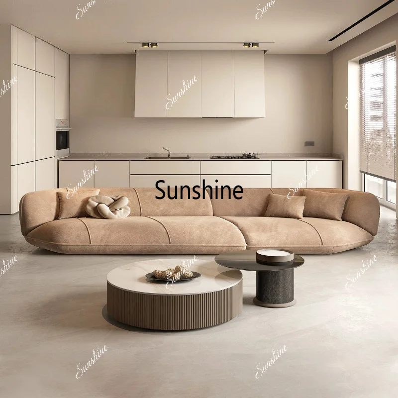 

Modern wabi-sabi fabric sofa Italian minimalist light luxury high-end living room