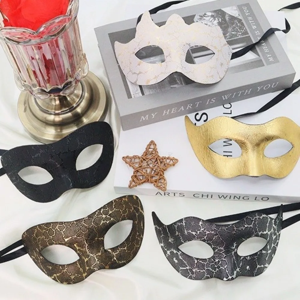 

Eye Mask Plastic Halloween Masks Reusable Gold Jazz Mask Durable Venetian Masquerade Half Face Mask Men