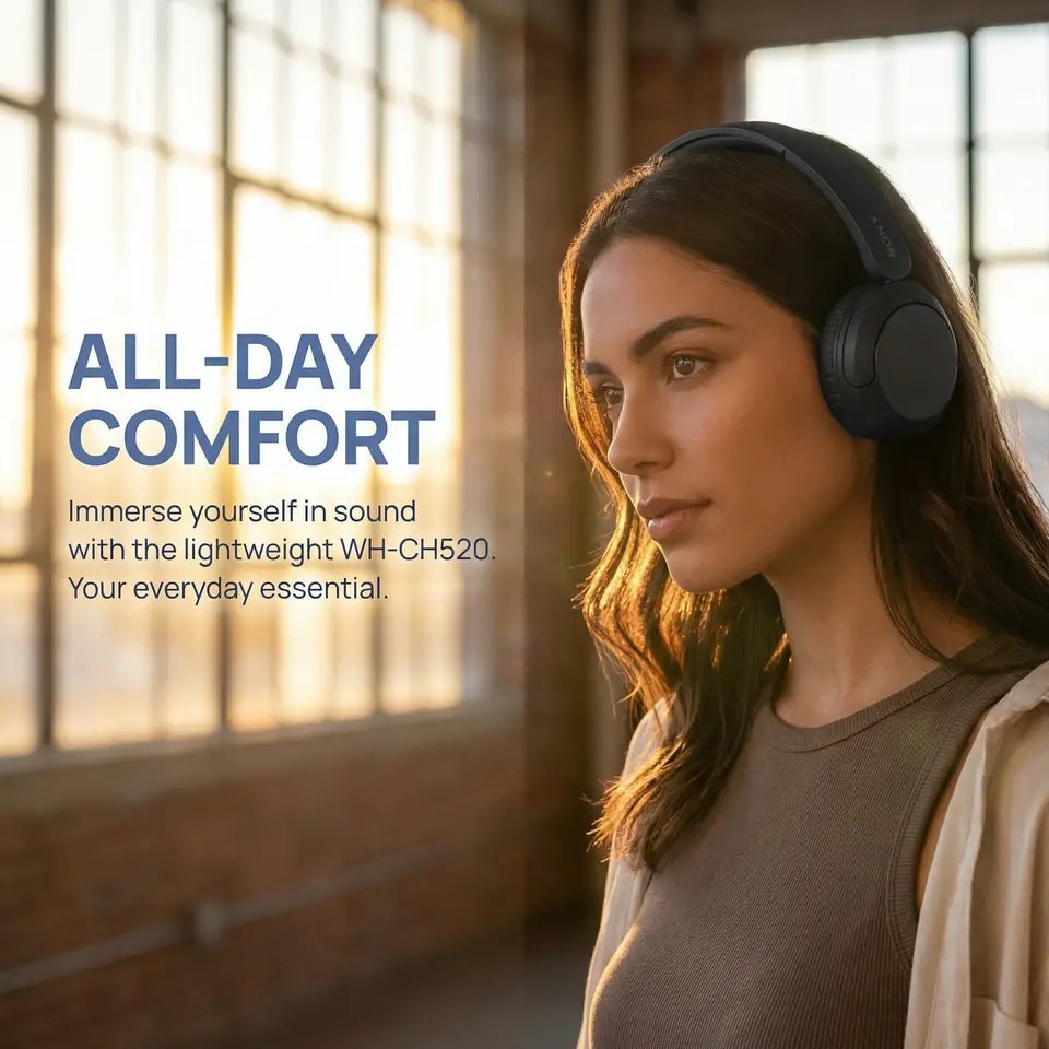 سماعات رأس بلوتوث لاسلكية SONY WH-CH520 مريحة للاستخدام مع 8 تأثيرات صوتية مسبقة الإعداد - 5