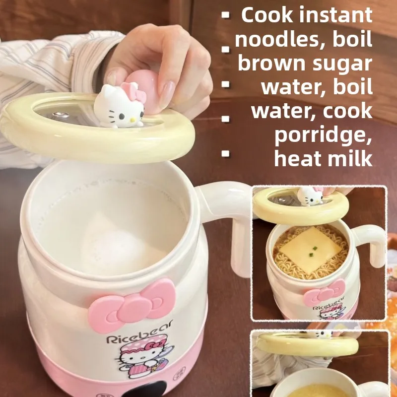 Cute cartoon character Hello kitty health pot multi-function water cup hot milk small electric cup mini portable holiday gift view 2