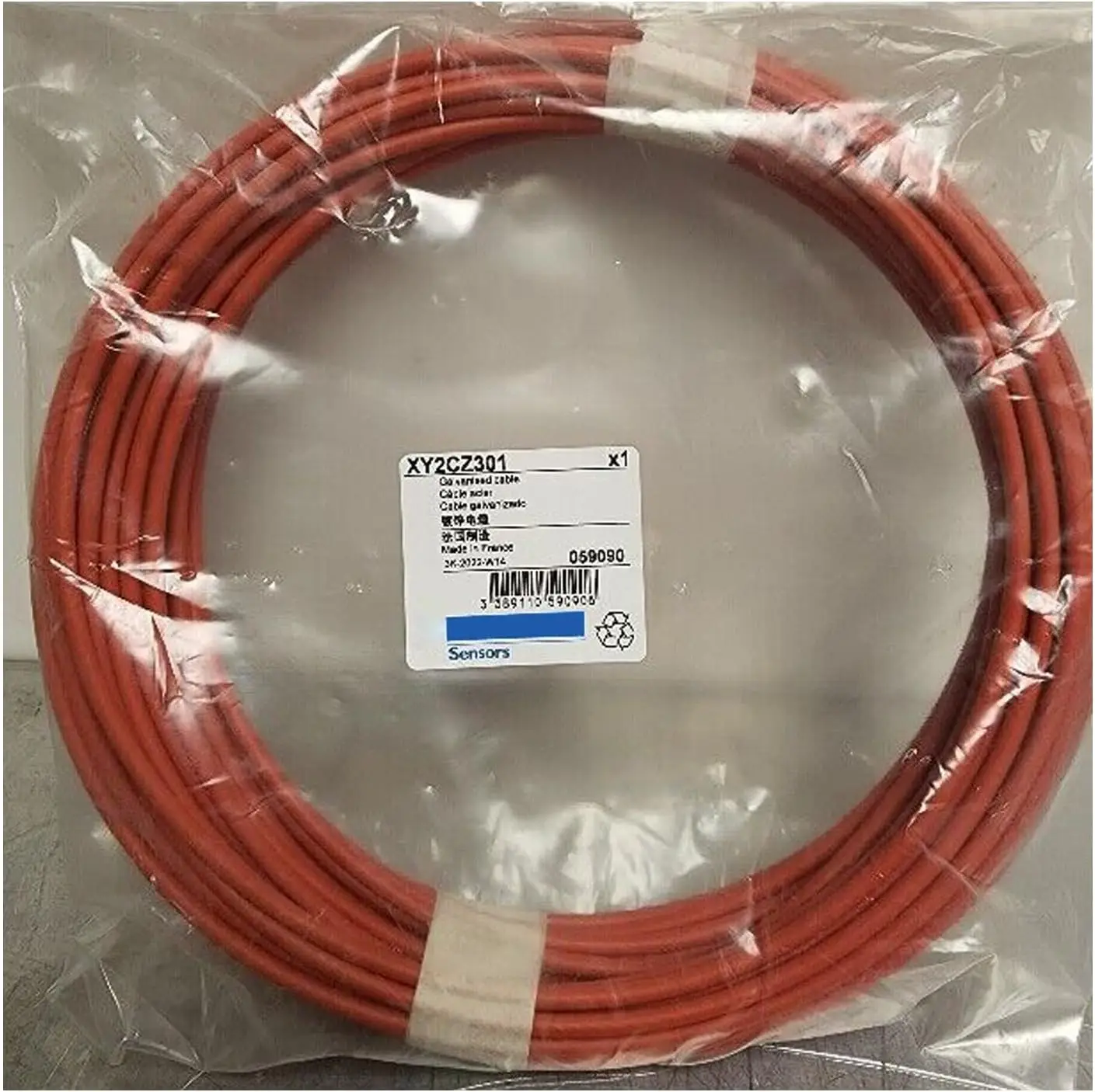 XY2CZ301 Emergency stop rope pull switches XY2C, red galvanised cable, Ø 3.2 mm, L 10.5 m, for XY2C