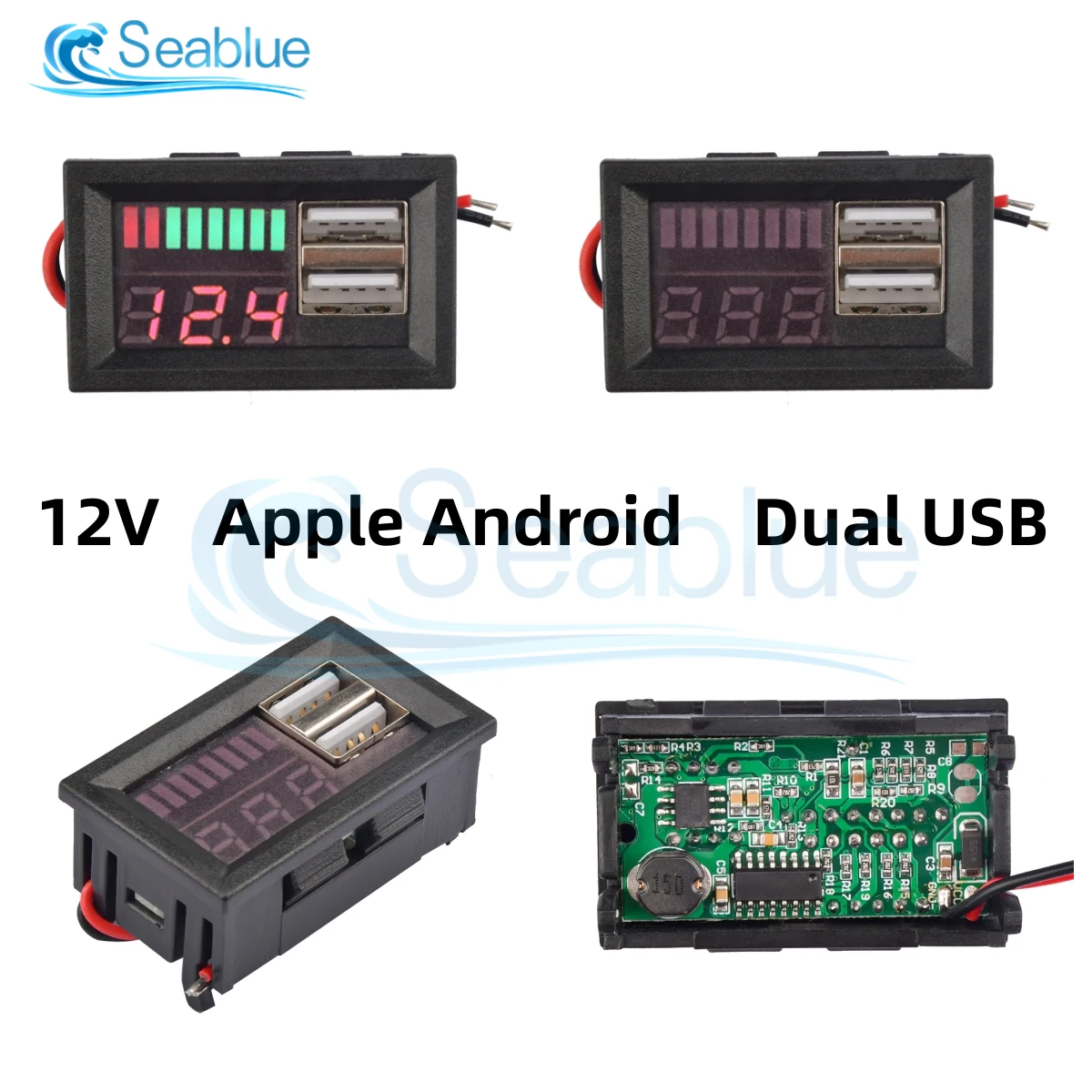 DC 12V doppia porta USB LED voltmetro digitale 4S litio ferro fosfato Tester al piombo per adattatore per telefono cellulare Tester di uscita USB