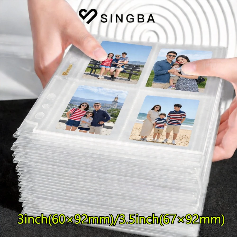 SINGBA 20 Pcs 7-Hole A5 Card Sleeves Ultra Clear Matte 4-Pocket for 3