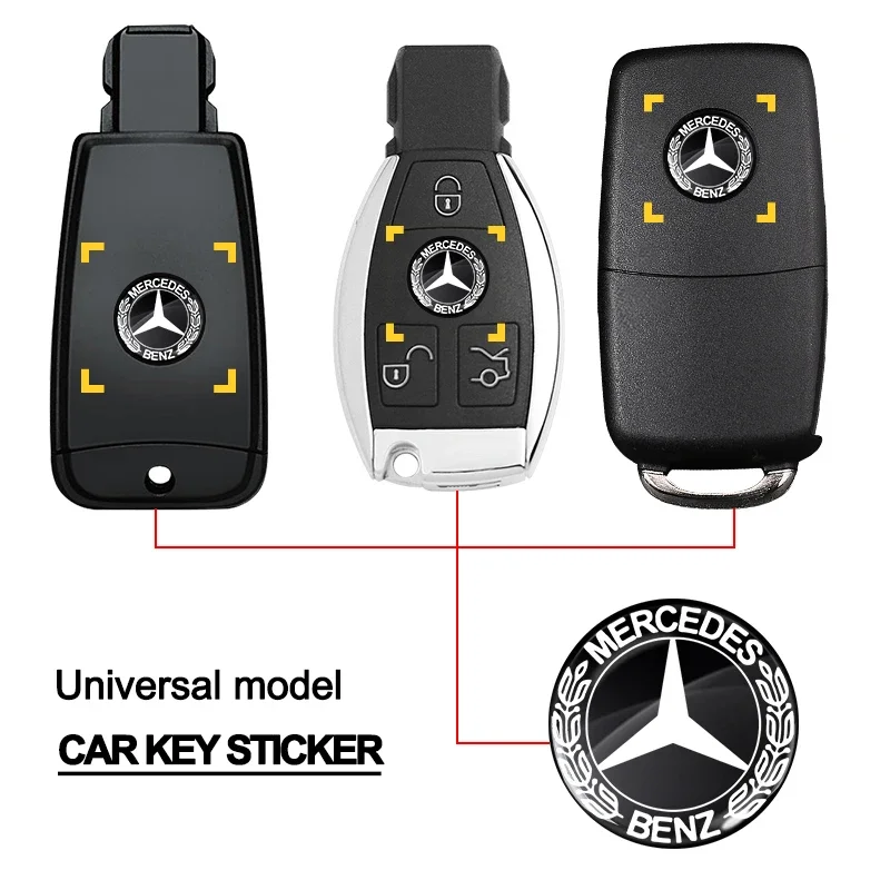 14mm Car Key Sticker Car Key Badge Emblem Replacement For Mercedes Benz W176 A B C E Ml Gl Cla Gla Glk W212 W204 W246 C117 X156