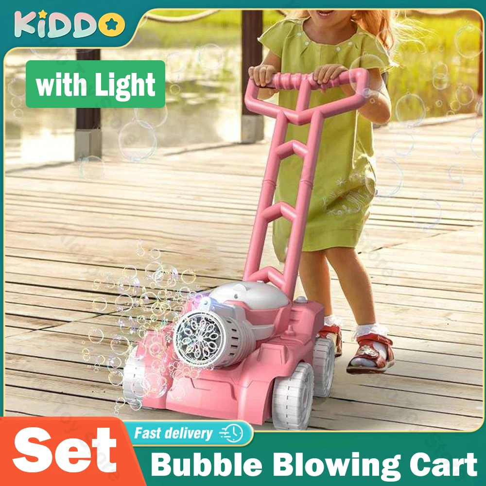 Bubble Blowing Cart Toys Electric Soap Bubble Machine with Lighting Music Summer Outdoor Games Toys for Boys Back to School