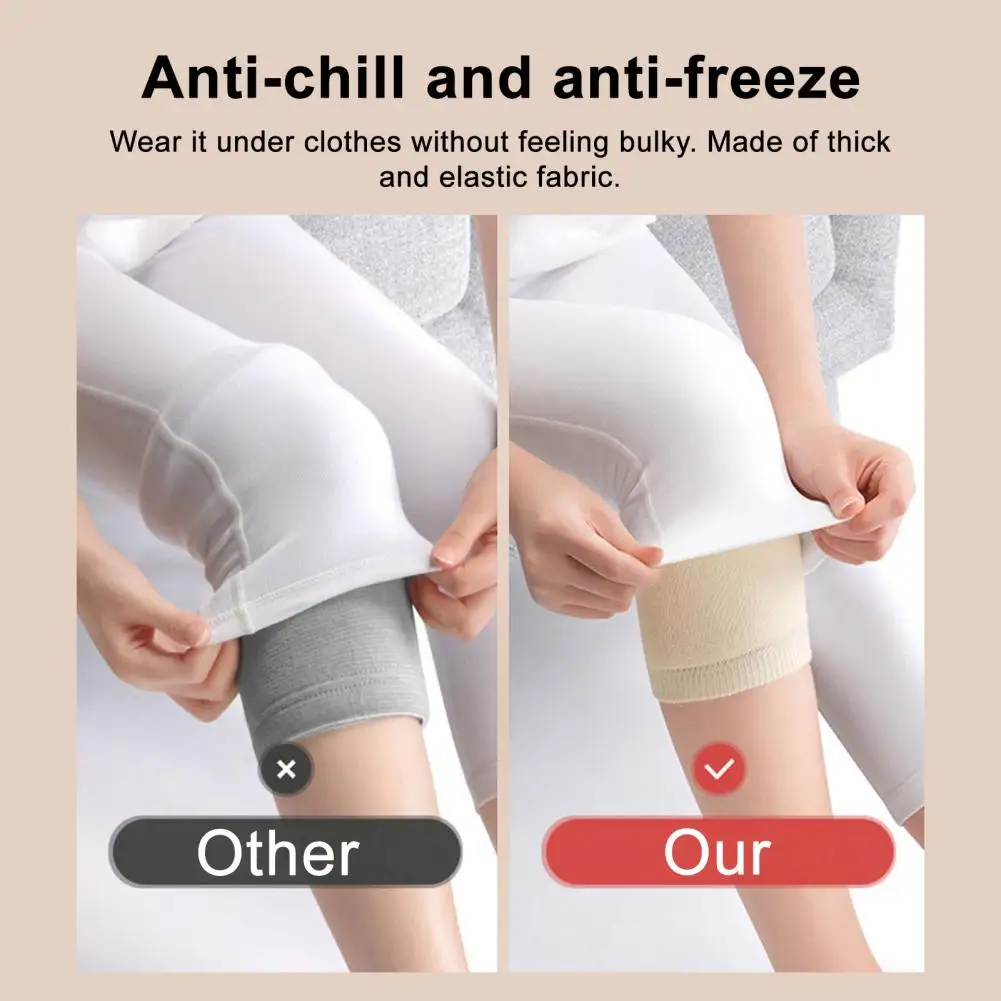Breathable Knee Brace Winter Knee Brace Winter Moxa Fleece Knee Brace Pair Thermal Leg Warmer Compression Sleeve for Men view 3
