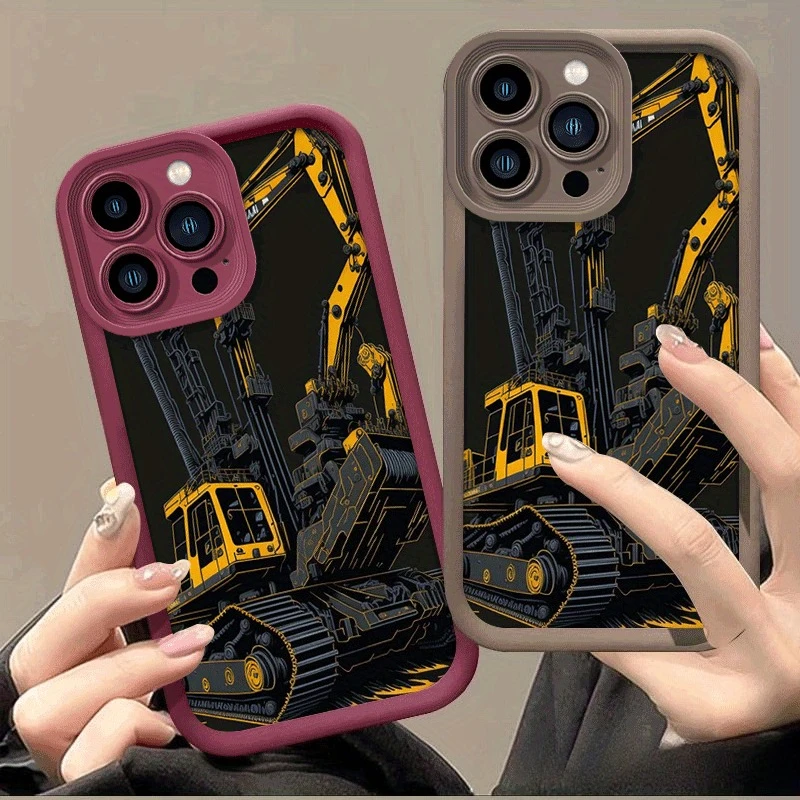 حافظة هاتف محمول بنمط حفارة لهاتف آيفون 17 16 برو 15 برو 14 13 12 11 XS 14 PRO MAX 16 plus 14Pro 12pro غلاف ناعم