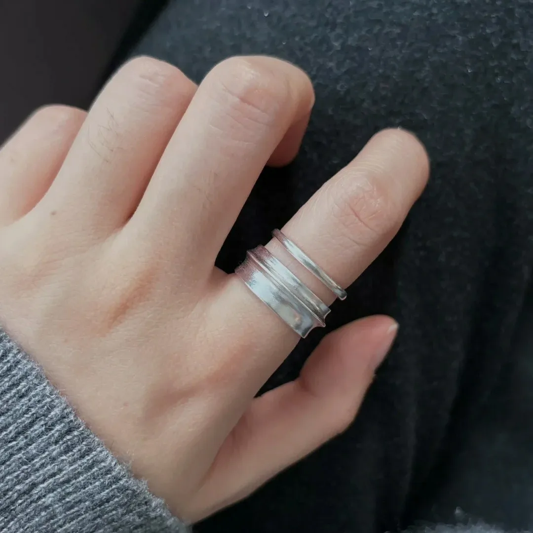 Sam Panda 925 Sterling Silver Minimalist Geometry Matte Ring For Women Versatile Temperament Party Gift Jewelry New Trendy