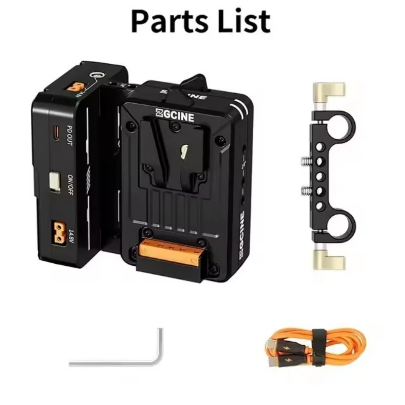 ZGCINE VM-HS2 Hot Swap Shark Fin Dual Micro V Mount Battery Plate Support Output Lemo 2 Pin / D-Tap / USB-C / BP for Filming