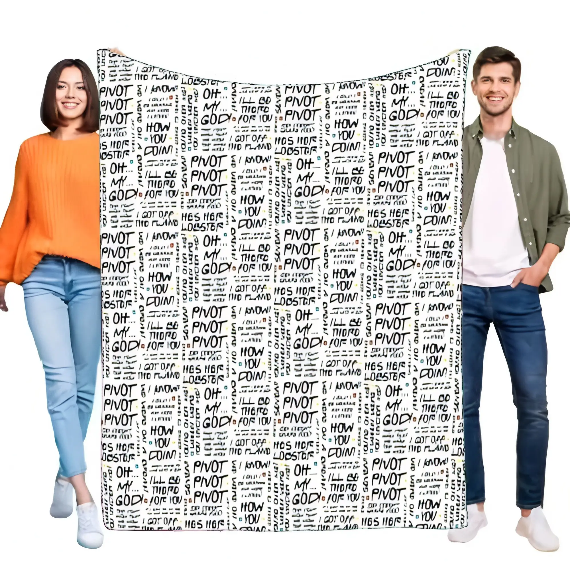 Friends TV Show Blanket Iconic Quotes PIVOT OH MY GOD Soft Cozy Lightweight Flannel Throw for Sofa Bed Living Room Fan Gift