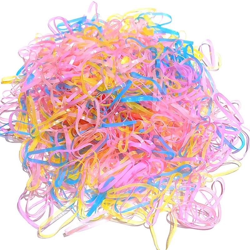 1000 sztuk/opakowanie Kolorowe Gumki do Włosów dla Dziewczynek Małe Jednorazowe Gumki do Włosów Opaski Dziecięce Gumki do Kucyków Akcesoria do Włosów dla Dzieci