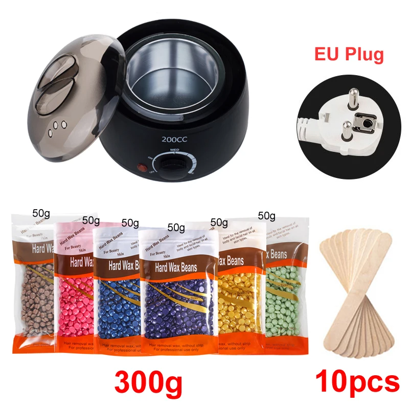 200ml Ontharing Tool Smart Warmer Wax Heater Handen Voeten Epilator Ontharingscrème Huidverzorging Paraffine Machine Kit + Wax bonen