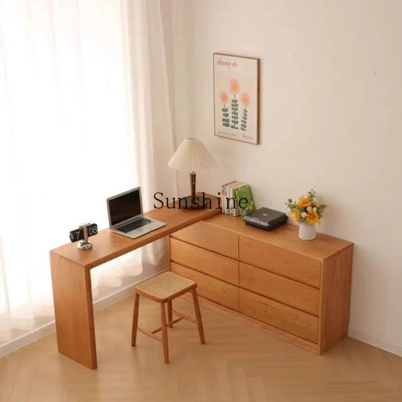 Cómoda de pecho, pequeño maquillaje, dormitorio integrado, escritorio de madera maciza, almacenamiento de cabecera moderno y sencillo