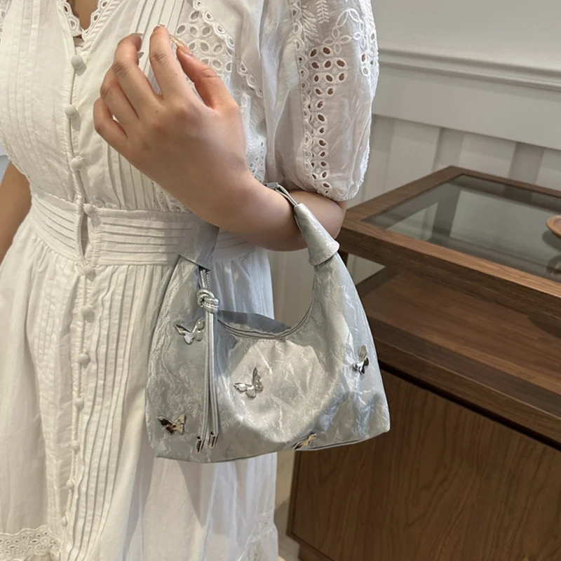 Damen-Umhängetasche mit Schmetterlings-Dekor, verstellbarer Riemen, leicht, für den täglichen Gebrauch, Hobo-Umhängetasche, vielseitige Tasche für Arbeit, Reisen, Einkaufen – Detail 17