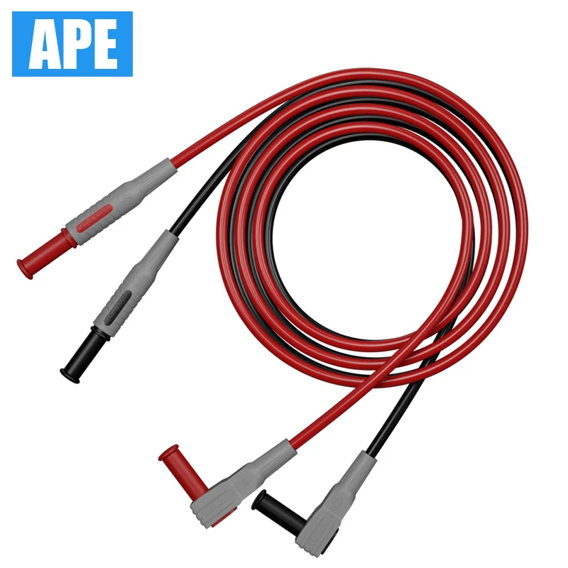 2pcs Multimeter Test Lead Safety Banana Plug 90 Degree To Straight Multimeter Test Cable 100CM