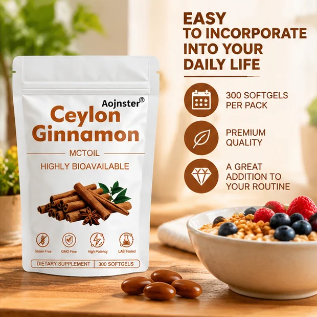 300ct Ceylon Cinnamon &MCT Oil Softgels,Support Heart Health, Gluten-Free Non-GMO,Lab Verified,Resealable Pouch Adult Supplement