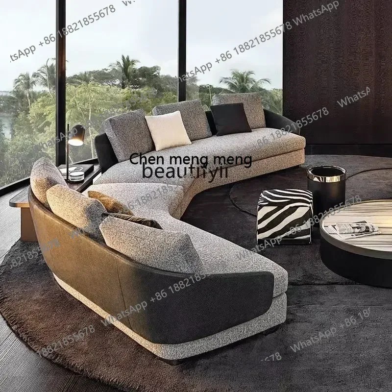 z183  Italian minimalist villa flat floor corner multi-person sofa small apartment living room designer simple combination sofa