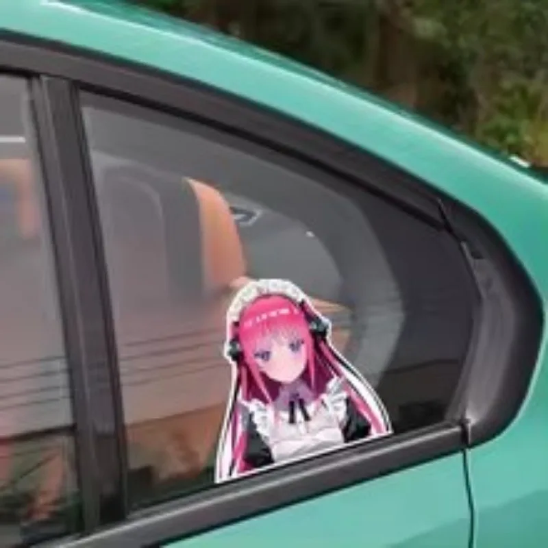 Adesivo de Vinil 2D Plano de Menina Anime Empregada Rosa JDM Fofo para Carro, Moto e Capacete - 1 Unidade