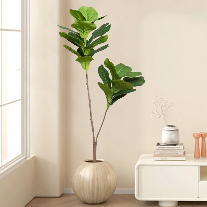 103cm/132cm Large Artificial Ficus Plants Plastic Tropical Fiddle Leafs Fake Fig Tree Branch Floor for Garden Office Home Decor