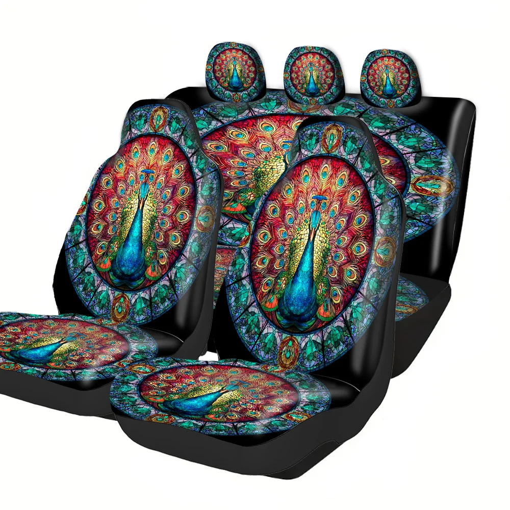 

Комплект чехлов для автомобильных сидений на 2-5 мест, черный принт с изображением боевых лошадей, полиэстер, легко устанавливаются и можно стирать, универсальный размер, нескользящие, впитывающие.