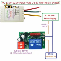 AC 110V 220V 1-480Min Timer Einstellbare Trennung Verzögerung Controller Power-ON Verzögerung OFF Relais AC 220V 7A Spannung Ausgang Schalter