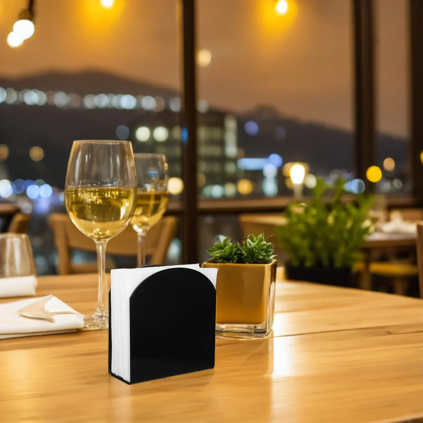 Porta Servilletas de Acrílico Negro, Dispensador de Servilletas de Mesa para Comedor, Restaurante, Bar, Mostrador, Organizador de Servilletas