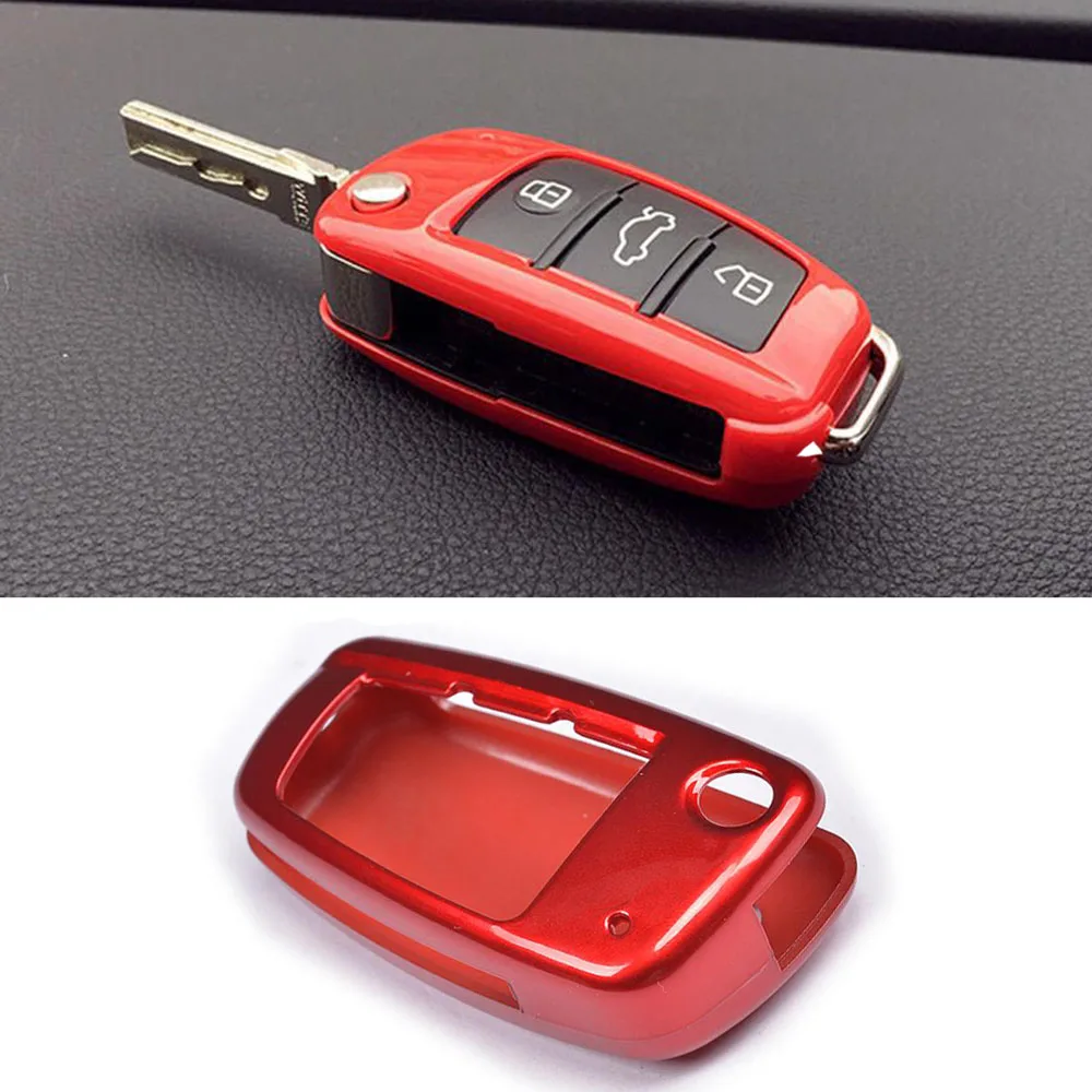 Auto Car Key Shell Cover Case Cap Bag for Audi A1 A3 S3 A6 C6 Q3 Q7 TT R8 Car Key Shell ABS Gloss Red Black White