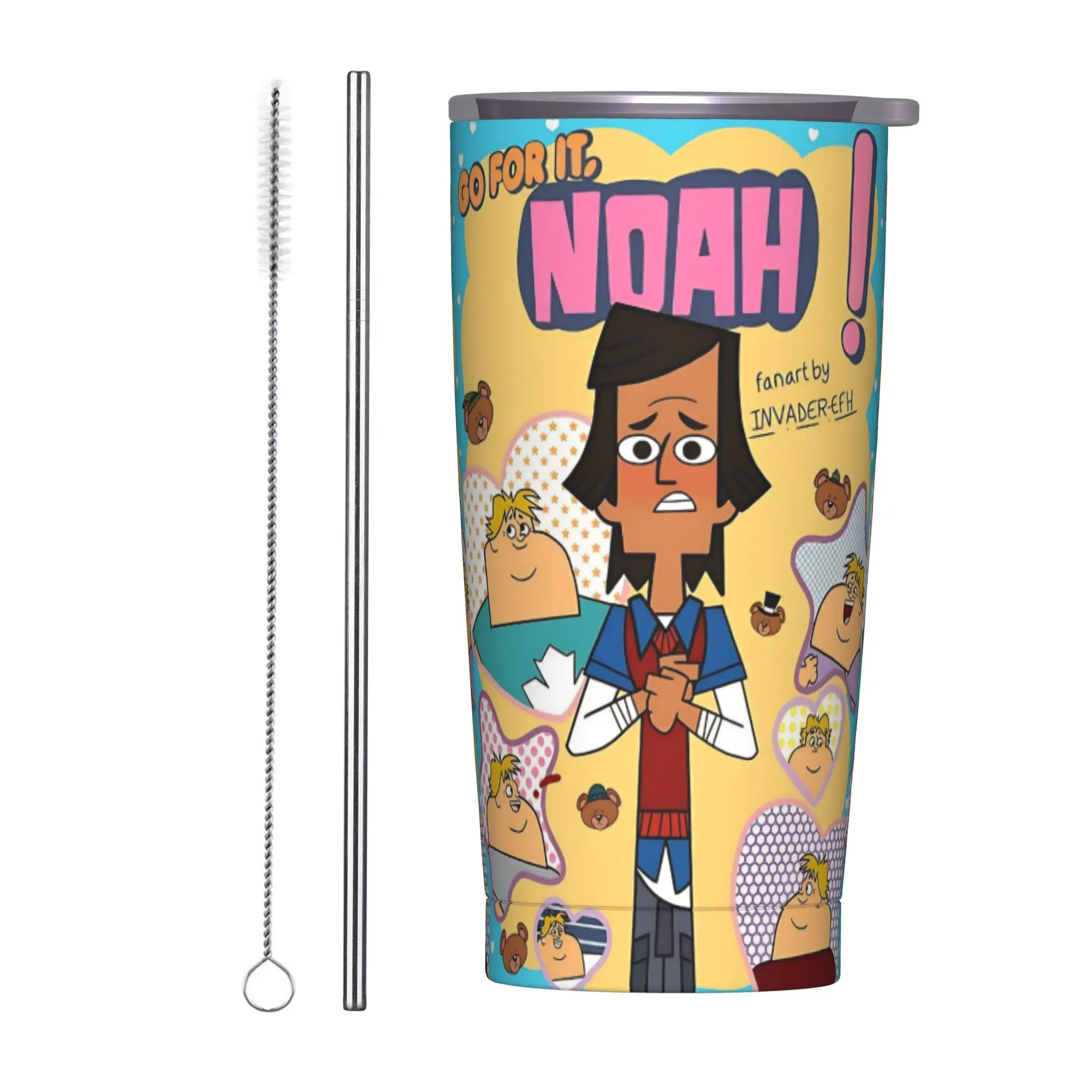 Go for it  Noah Totals Dramas  Insulated Tumbler with Straws Lid  Vacuum Coffee Mugs Double Wall Bottle Cup, 20oz