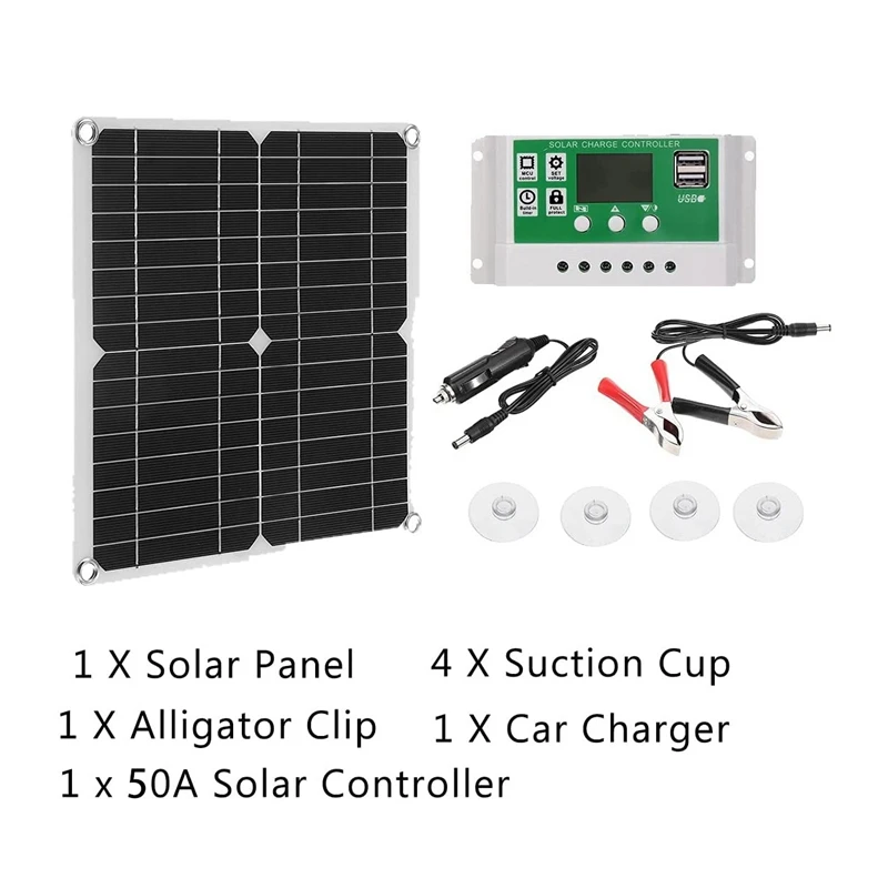 12W Solar Panel Kit 50A 12V Battery Charger With Controller Caravan Boat