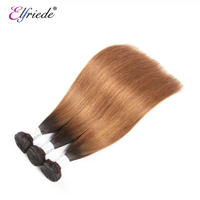 Elfriede #1B/30 Human Hair Weave 3/4 Bundle Deals No Shedding Brazilian Straight Remy Human Hair Weft Bundles For Black Women