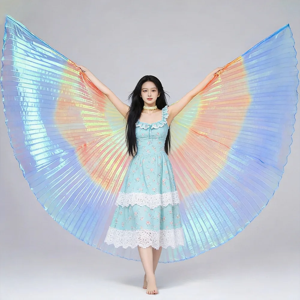 Ruoru Belly Dance Isis Wings with Sticks Adult Women Gold Wings Bollywood Oriental Egypt Egyptian Wing Costume Cape Fairy Cloak