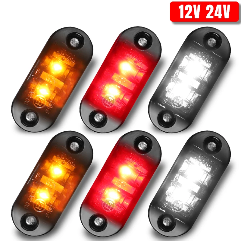 

2/10pcs Oval 2 LED Side Marker Light Clearance Turn Signal Indicator Lamp Stop Warning Light For Truck Lorry Trailer Bus 12V 24V