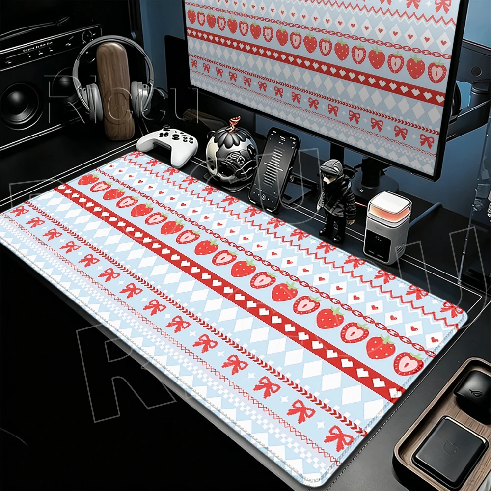Black Panda Stripe Geometric Design Mouse Pads Aesthetics Extended Rubber Desk Mats Computer Keyboard Gaming PC Accessories Rugs