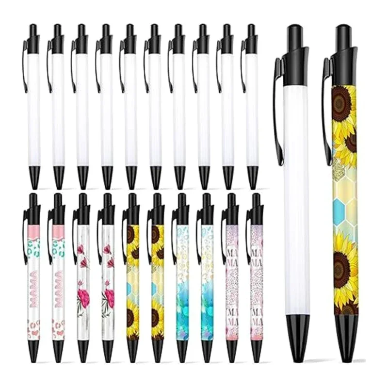 10pcs Retractable Ballpoint Pen with Shrink Films Sublimation Pens Blank Pens for Writing Pens Heat Transfer Ballpoint Pen Set