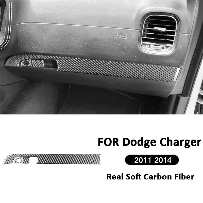 

Carbon Fiber Car Co-Pilot Storage Box Panel Trim Strips Decoration Sticker For Dodge Charger 2011-2014 Auto Interior Accessories