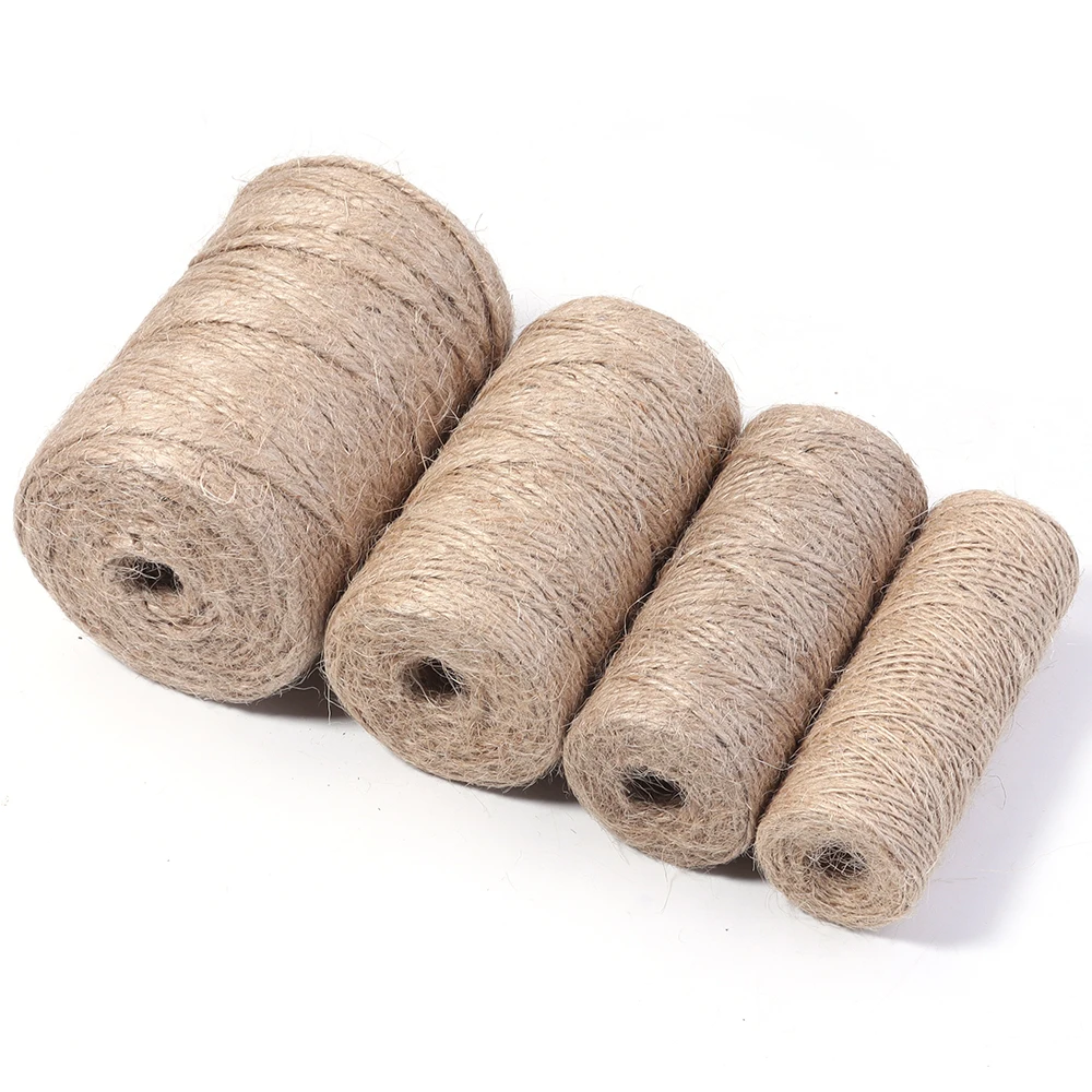 100M Natürliches Vintage Jute-Seil Schnur Bindfaden Juteband DIY Handwerk Geschenkverpackung Jute Hanf Gartendekoration Hochzeits- und Partydekoration – Detail 3