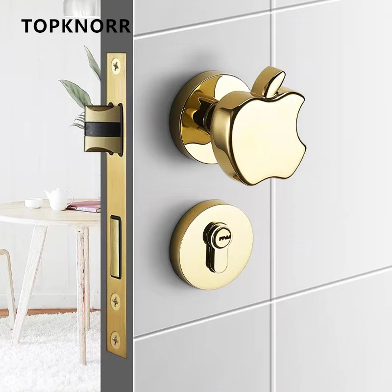 

Bedroom Door Lock Indoor Wooden Door Golden Mute Split Door Handle Home Apple Room Door Lock American Magnetic Lock