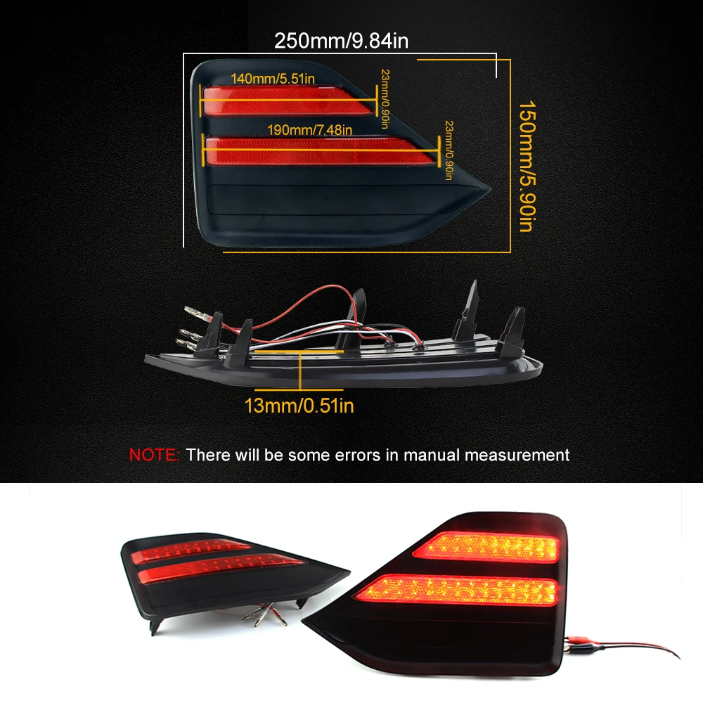 2PCS 12V Car LED Rear Reflector Fog Lamp For Toyota Noah Voxy 90 R90 90S 2022 2023 Rear Bumper brake light with turn signal Lamp