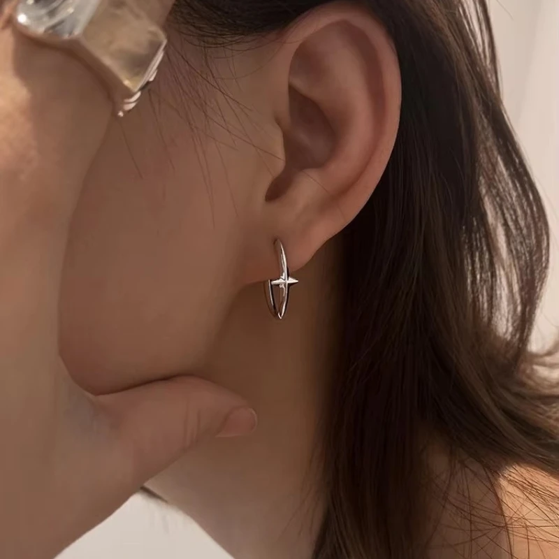 New 925 Sterling Silver Earrings Small Star Earrings Female Charm Jewelry Gift hoop earrings for women