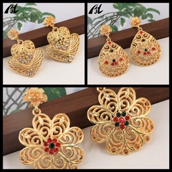 Wedding Gold earrings Red and green stone fashion jewelry alloy premium earrings