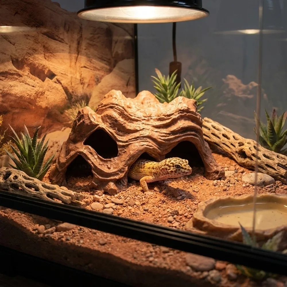 3D Printed Fish Shrimp Hiding Cave Plastic Multi-Hole Reptile Hideout Natural Look Unique Aquarium Fish Shelter Vivarium