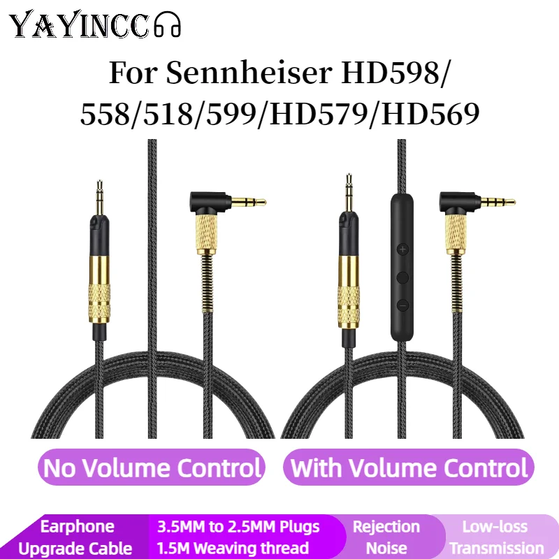 

YAYINCC Replacement 3.5MM to 2.5MM Plugs Braided Cable Extension Cord For Sennheiser HD598/ 558/518/599/HD579/HD569 headset