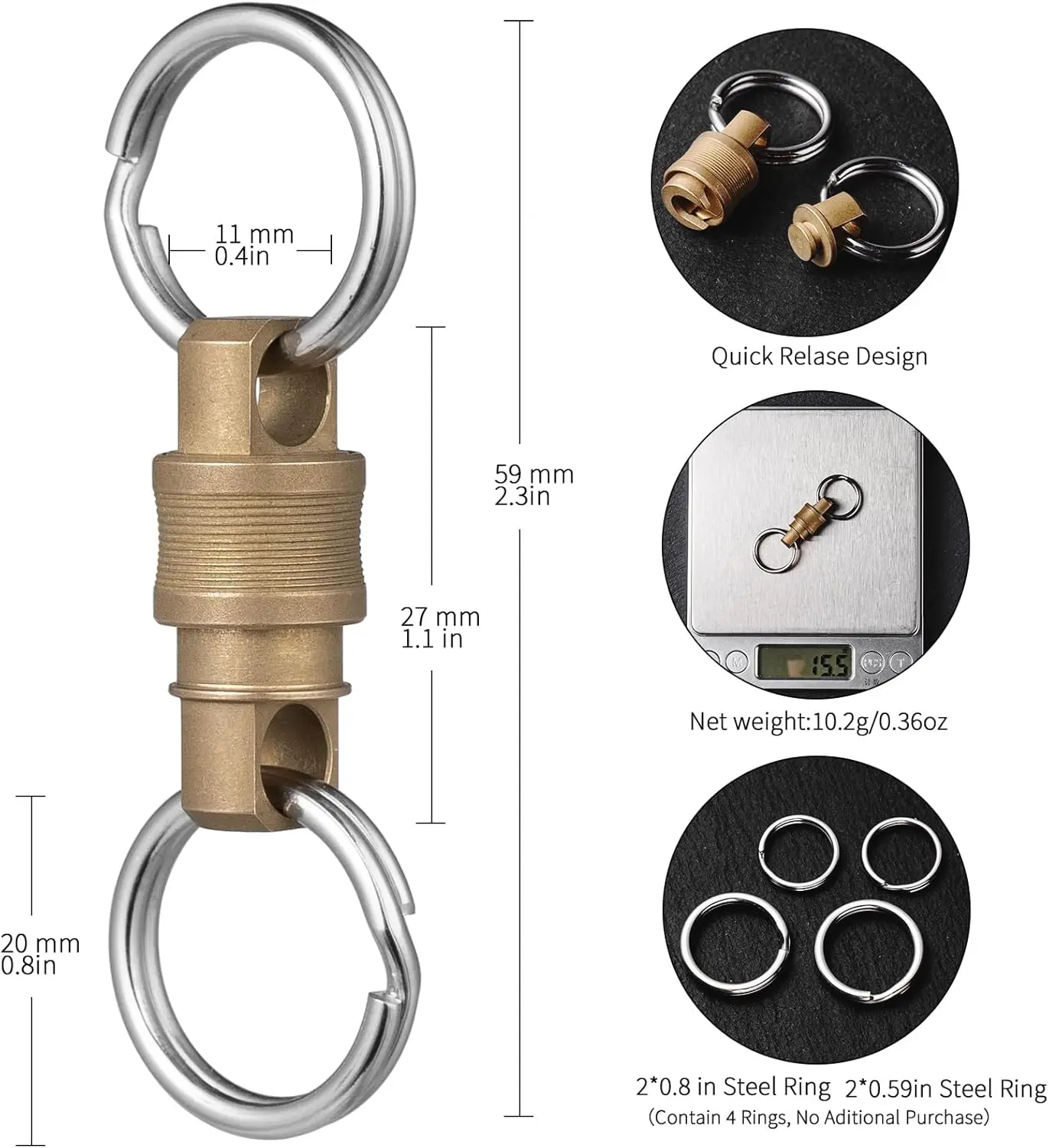 TISUR Quick Release Keychain,Detachable Disconnect Keychain with Locking System, Swivel Pull Apart Key Chain Rings Connector