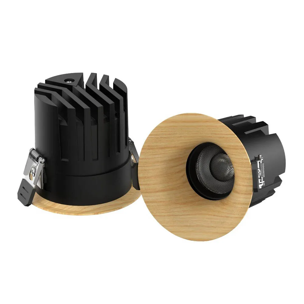 Dimmable Log Walnut Wood Grain Retro LED Downlight with Chinese Style Anti-Glare Ceiling Lamp for Home, Hotel Villa 7W 10W 12W