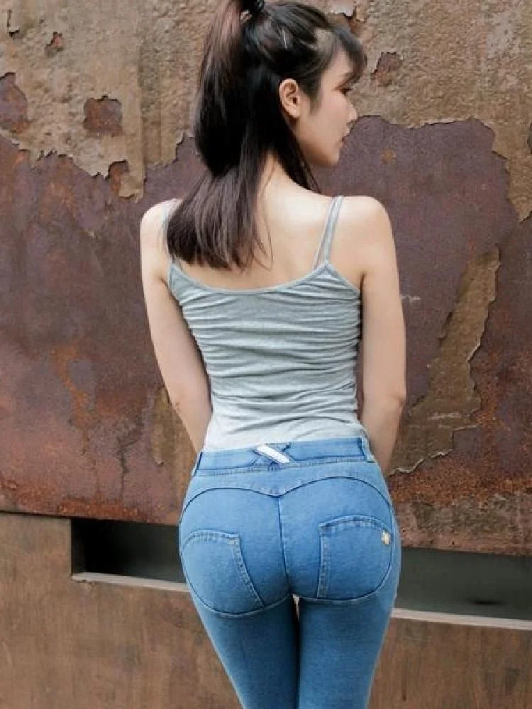 

Low Waist Zipperl Denim orts Women's Butt Lifting Beautiful Butt Peach Butt Small Size Nine Points Fitn Pants
