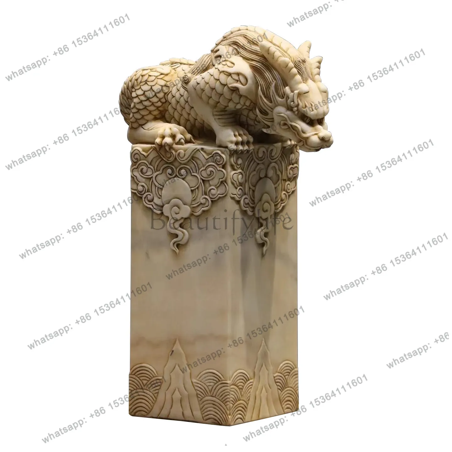Stone suction beast household Longsheng Jiuzi carving gold suction beast outdoor ornament