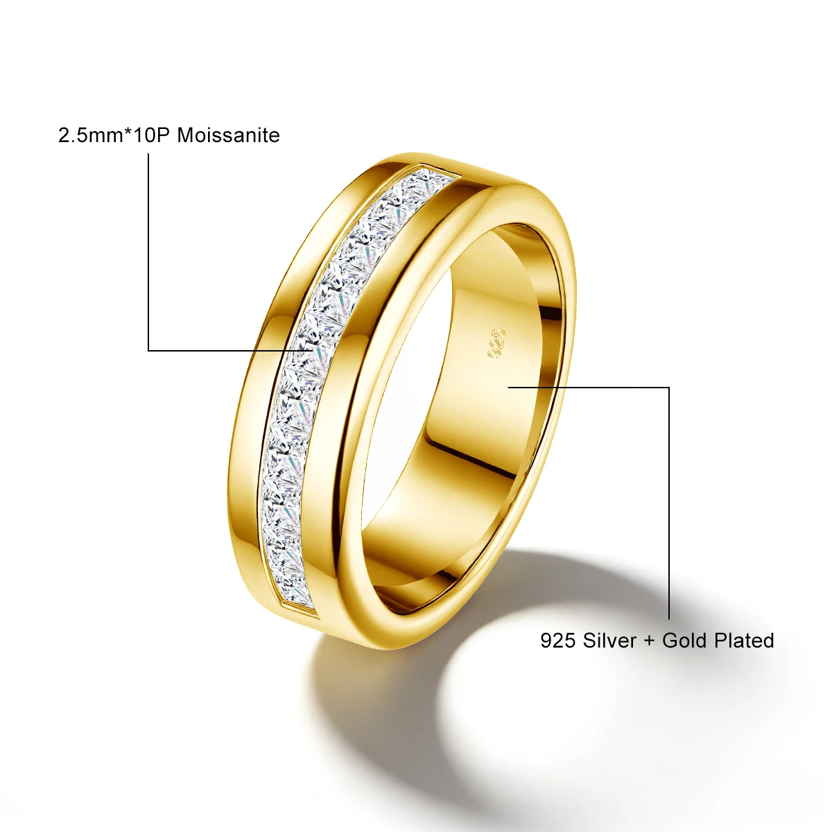 Einfacher 925er Silber-Zertifizierter Moissanit-Hochzeitsring für Männer, Romantische Verlobungsringe für Paare, Damenschmuck – Detail 1