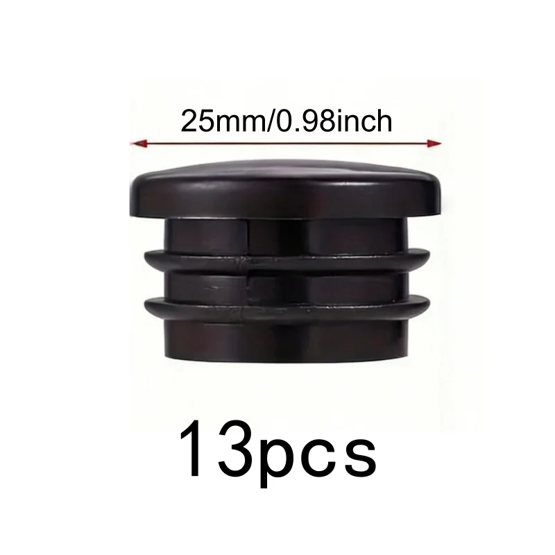 13Pcs 25mm Round Tube Plugs, Non-Slip Floor Protectors, Seal Pipe Holes for Furniture & Metal Railings