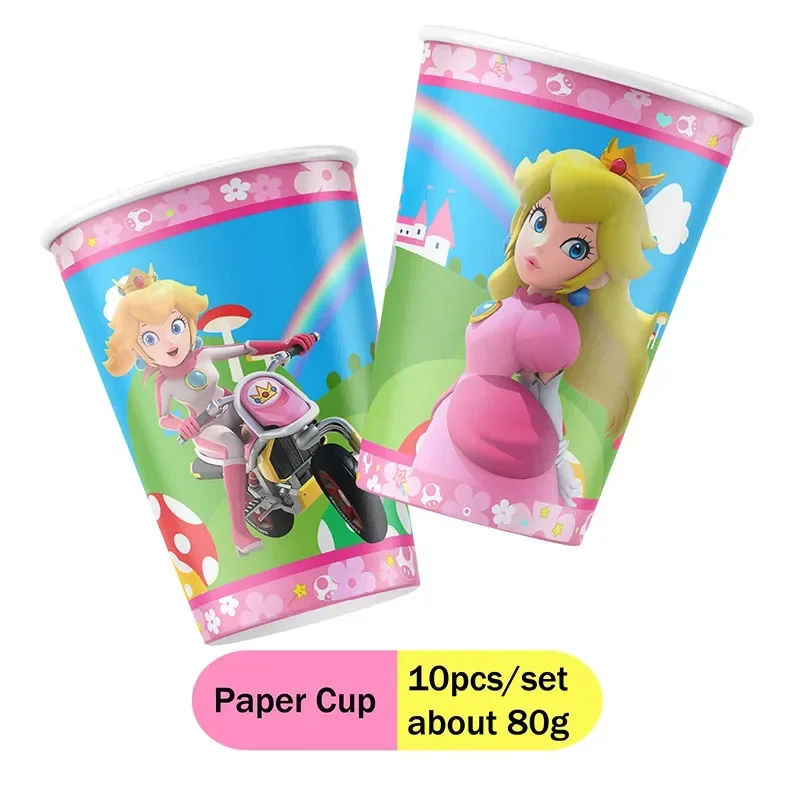 Super Mario Bros-Princess birthday party Disposable Tableware balloons water bottle stickers cake decoration baby bath supplies