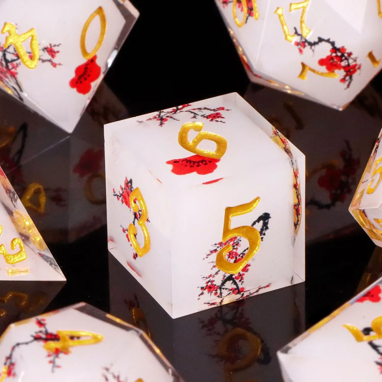 اليدوية DND زهر البرقوق الصلبة الراتنج مجموعة نرد متعدد الجوانب نرد متعدد السطوح ل D & D RPG لعبة الطاولة النرد للزنزانة والتنين